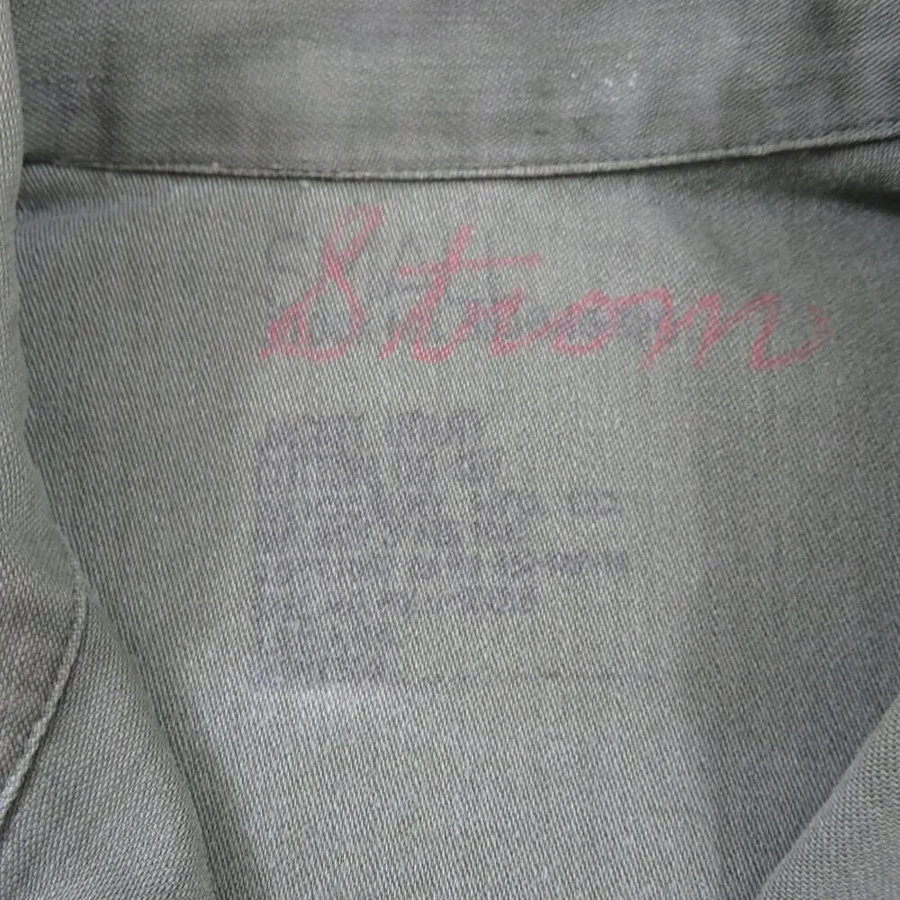 Vietnam Era Cotton Sateen Shirt Military OD Green Button Up Sz S 1st pattern 60s
